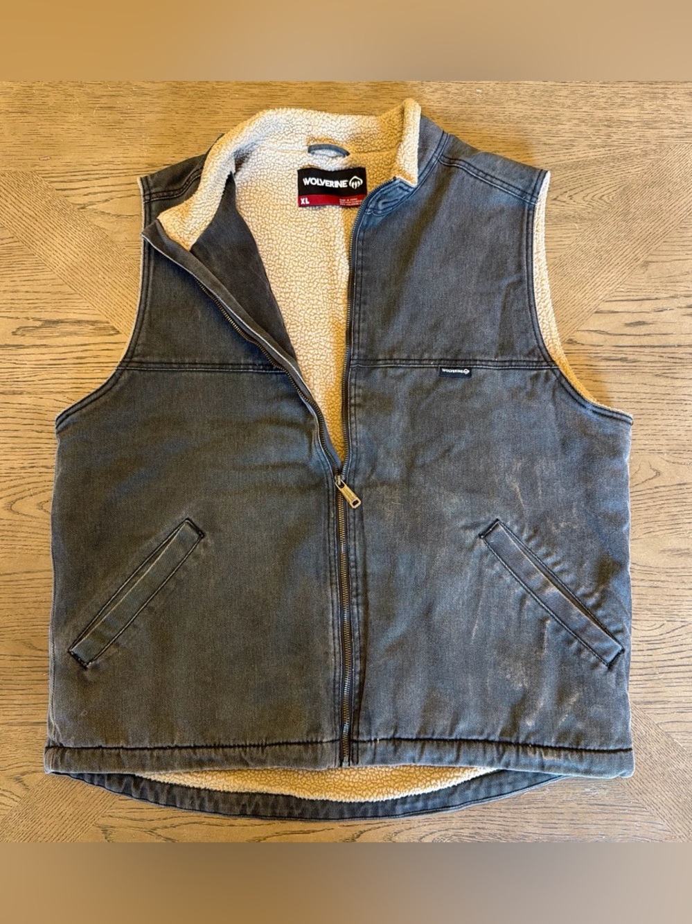 Wolverine Charcoal Canvas Sherpa Vest